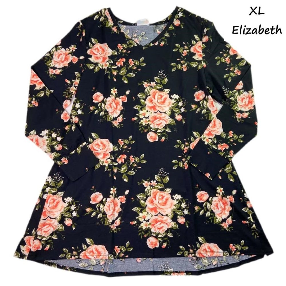 LuLaRoe XL Black and Peach Elizabeth